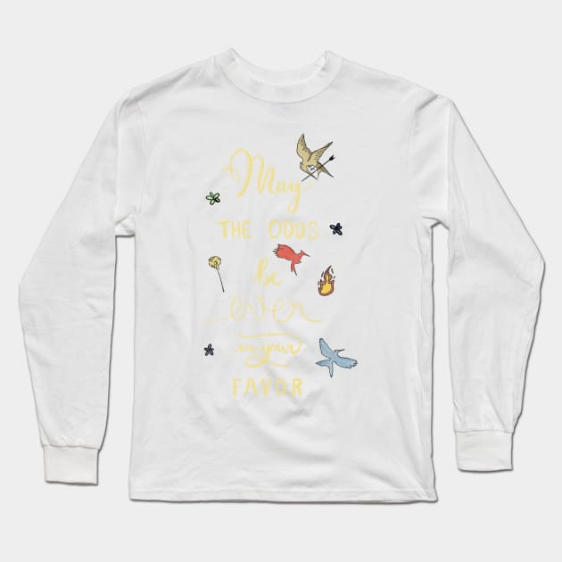 Hunger Games quality calligraphy - gold version - white Long Sleeve T-Shirt by Uwaki